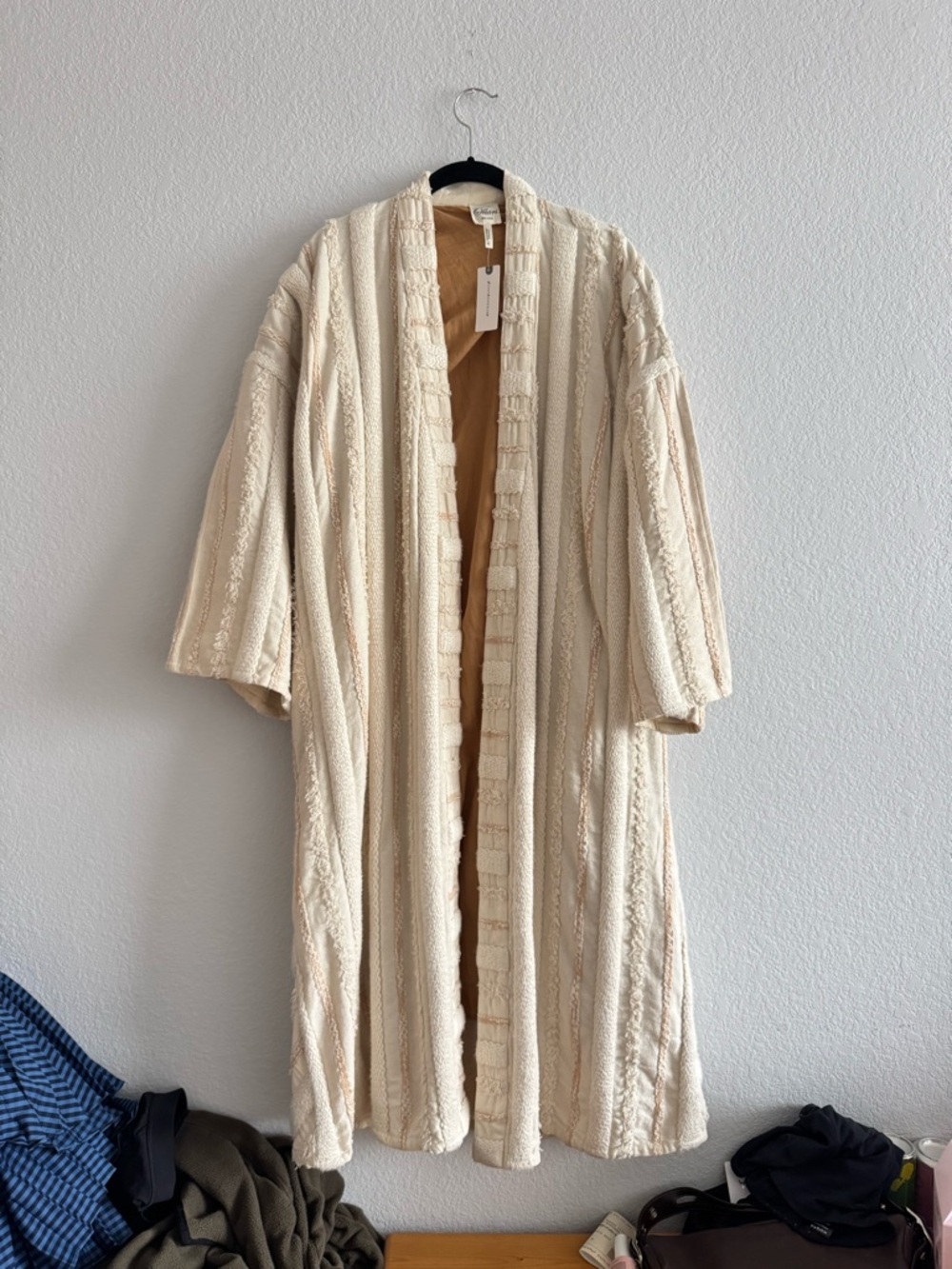 Ollari NY Anthropologie Renee Kimono Duster Sweater Coat L Wide Sleeve Boho